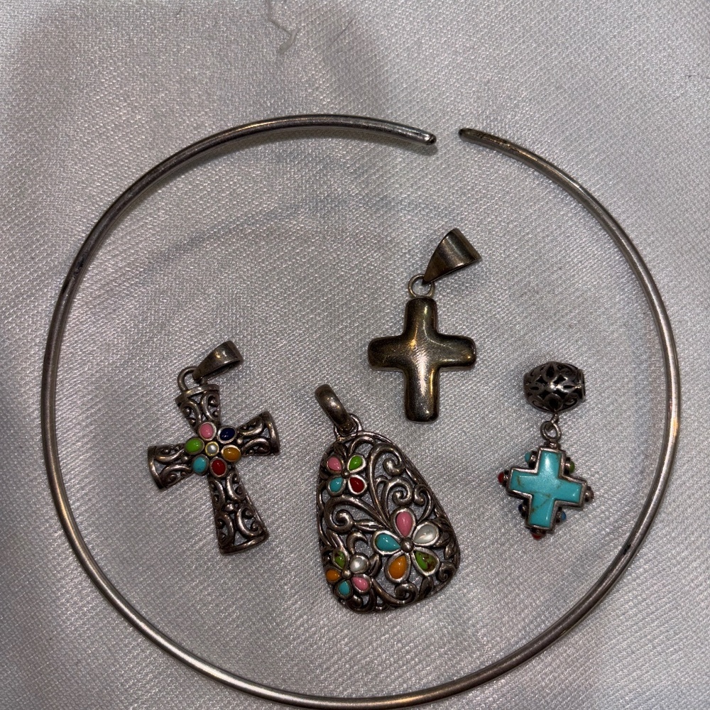 Sterling Silver Necklace with Pendents